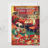おもしろいレトロクリスマスホリデーディナーパーティー1950s 招待状 (正面)