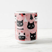 おもしろいレトロクリスマス猫オンピンクマグカップ コーヒーマグカップ (中央)