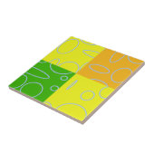 おもしろいレトロクワッドイエローグリーンオレンジジオメトリ タイル (側面)