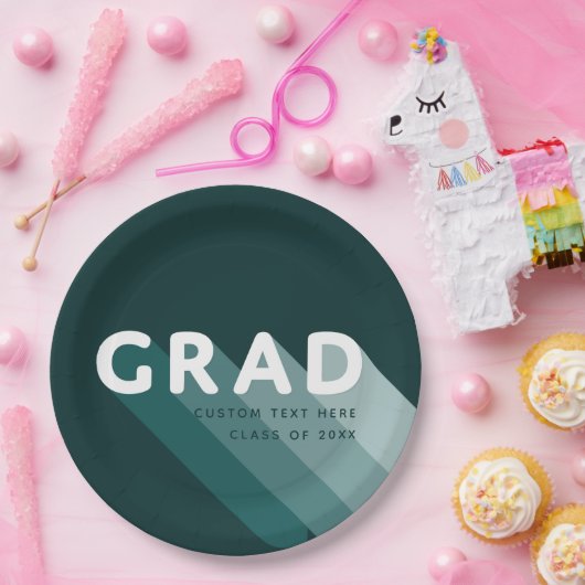 おもしろいレトログリーンホワイト卒業パーティー ペーパープレート (パーティー)