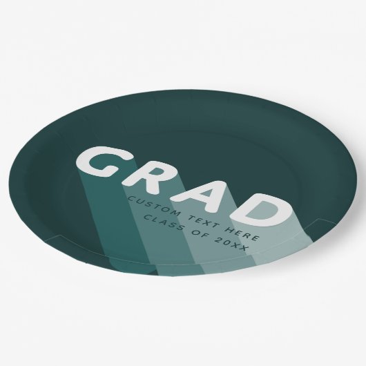 おもしろいレトログリーンホワイト卒業パーティー ペーパープレート (アングル)