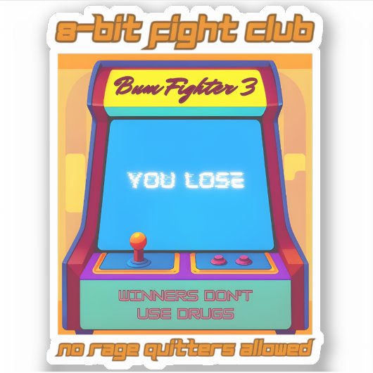 おもしろいレトロゲーム80sアーケード8ビットゲーマーユーモア シール (正面)