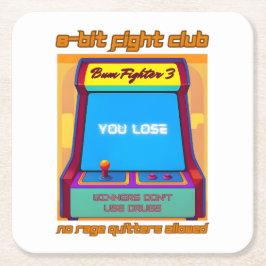 おもしろいレトロゲーム80sアーケード8ビットゲーマーユーモア スクエアペーパーコースター