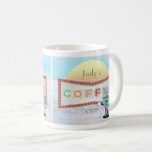 おもしろいレトロサインパーソナライズされたコーヒーカップ コーヒーマグカップ (正面右)