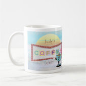 おもしろいレトロサインパーソナライズされたコーヒーカップ コーヒーマグカップ (左)
