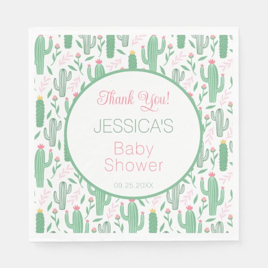 おもしろいレトロサボテン吸汁性フローラベビーシャワー スタンダードランチョンナプキン (正面)
