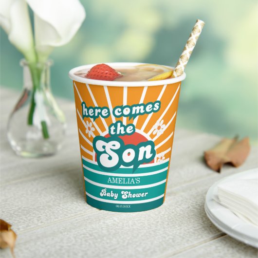 おもしろいレトロサンシャインベビーシャワー 紙コップ (インサイチュ)