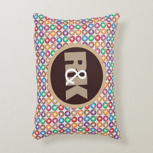 おもしろいレトロサークルw/カップルモノグラム アクセントクッション (正面(垂直))