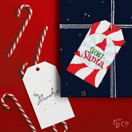 おもしろいレトロシークレットサンタペパーミントキャンディスワール ギフトタグ