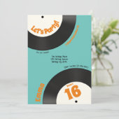 おもしろいレトロスウィート16誕生日ミュージックレコード 招待状 (スタンド正面)