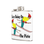 おもしろいレトロスキーヤーラブオンザピストスキットル フラスク (左)