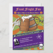 おもしろいレトロスケルトン&ゾンビ応援ハローウィンパーティ 招待状 (正面)