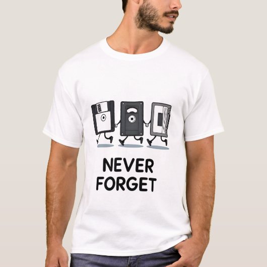 おもしろいレトロストレージデバイス – フロッピー、VHS、Casset Tシャツ (正面)