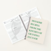 おもしろいレトロタイポグラフィケリーグリーン祖母レシピ ノートブック (内部)