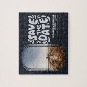 おもしろいレトロタイポグラフィ写真ウェディング日付を保存 ジグソーパズル (縦)