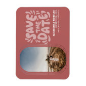 おもしろいレトロタイポグラフィ写真ウェディング日付を保存 マグネット (縦)