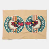 おもしろいレトロチキンお尻ジョークデザイン キッチンタオル (横)