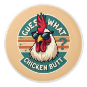 おもしろいレトロチキンお尻ジョークデザイン セラミックノブ (正面)