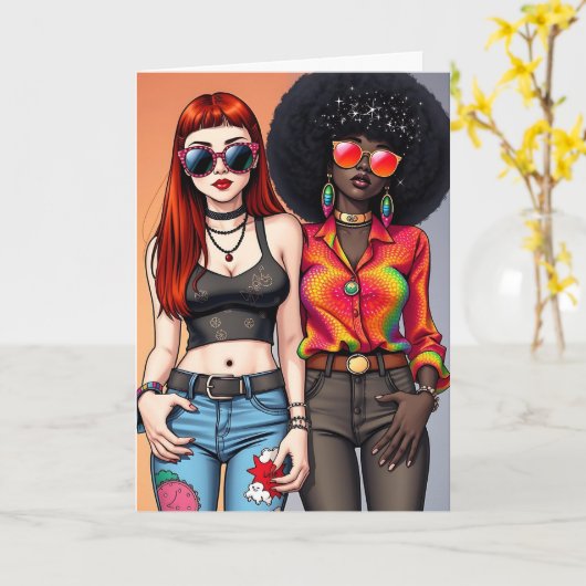 おもしろいレトロハッピーバースデー カード (黄色い花)