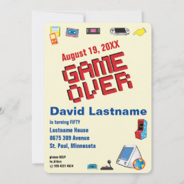 おもしろいレトロビデオゲーマー🎮 50誕生日40日60日 招待状