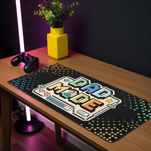 おもしろいレトロピクセルレベルアップパパゲーマープレーヤー デスクマット