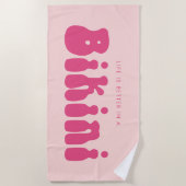 おもしろいレトロピンクライフはビキニの夏に良い ビーチタオル (正面)