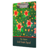 おもしろいレトロフラワーズグリーンパーソナライズされた先生 クリップボード (左)