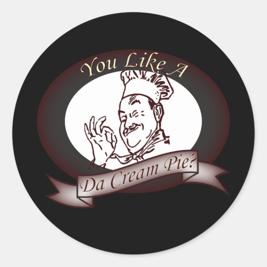 おもしろいレトロフランスのシェフダーティクリームパイ ラウンドシール (正面)