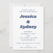 おもしろいレトロプ市松模様にリドパープル結婚とブルー 招待状 (正面)