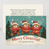 おもしろいレトロベアーズクリスマスフラットホリデーカード シーズンカード (正面/裏面)