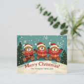 おもしろいレトロベアーズクリスマスホリディハガキ シーズンポストカード (スタンド正面)