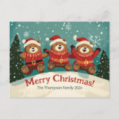 おもしろいレトロベアーズクリスマスホリディハガキ シーズンポストカード (正面)