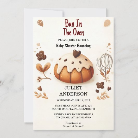 おもしろいレトロボホケーキパンでオーブンの赤ちゃんシャワー 招待状 (正面)