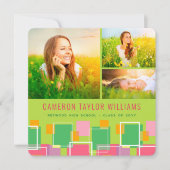 おもしろいレトロマス3フォトコラージュ卒業パーティー 招待状 (正面)