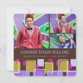 おもしろいレトロマス3フォトコラージュ卒業パーティー 招待状 (正面)