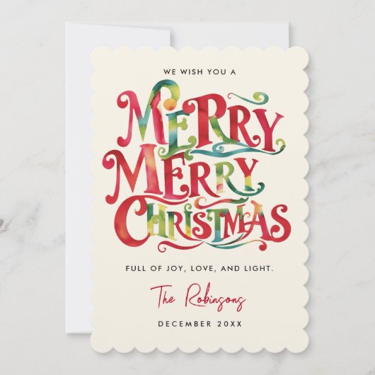 おもしろいレトロメリークリスマスカラフル水の色Typo (正面)