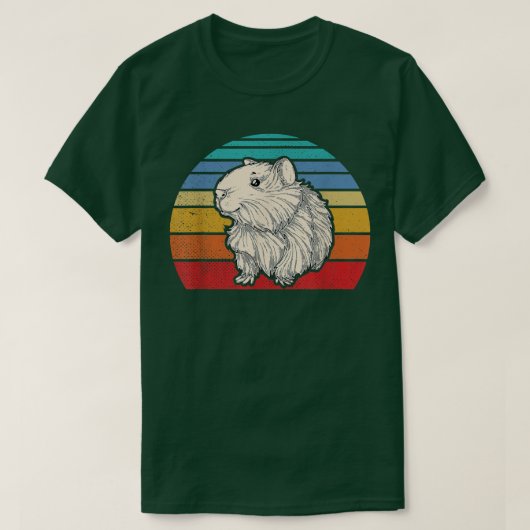 おもしろいレトロモルモット Tシャツ (デザイン正面)
