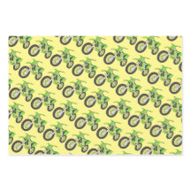 おもしろいレトロモーターサイクルグリーン，レッド，ブルーダートバイク