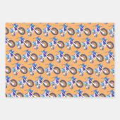 おもしろいレトロモーターサイクルグリーン，レッド，ブルーダートバイク ラッピングペーパーシート (正面3)