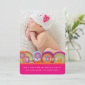 おもしろいレトロレインボーサークルベビーガールフォト誕生 シーズンカード (スタンド正面)