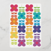 おもしろいレトロレインボーフラワーバースデーパーティー 箔招待状 (裏面)