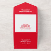 おもしろいレトロレッド&ピンクバレンタインデー結婚ズ オールインワン招待状 (外側)