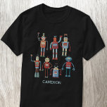 おもしろいレトロロボットパーソナライズされた Tシャツ<br><div class="desc">おもしろいとフレンドリー便利な外観1950年代のスタイルロボット。おじいさんはおそらく彼の小屋でこれらを作った。人工知能、しかし、怖い方法ではない。名前をパーソナライズに変更。</div>