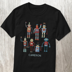 おもしろいレトロロボットパーソナライズされた Tシャツ
