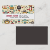 おもしろいレトロロ図解入りの、写真付きのボットパターン（クリーム） 名刺 (正面/裏面)