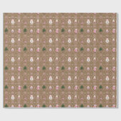 おもしろいレトロヴィンテージクリスマスピンクリボンの水色 ラッピングペーパー (フラット)