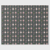 おもしろいレトロヴィンテージクリスマスピンクリボンの水色 ラッピングペーパー (フラット)