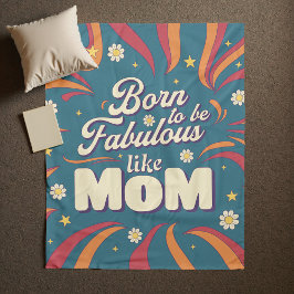 おもしろいレトロヴィンテージサイケデリックママ引用文タイポグラフィ フリースブランケット