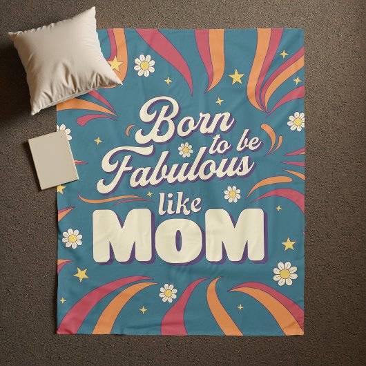 おもしろいレトロヴィンテージサイケデリックママ引用文タイポグラフィ フリースブランケット