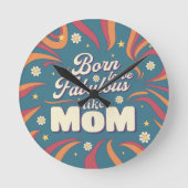 おもしろいレトロヴィンテージサイケデリックママ引用文タイポグラフィ ラウンド壁時計 (正面)